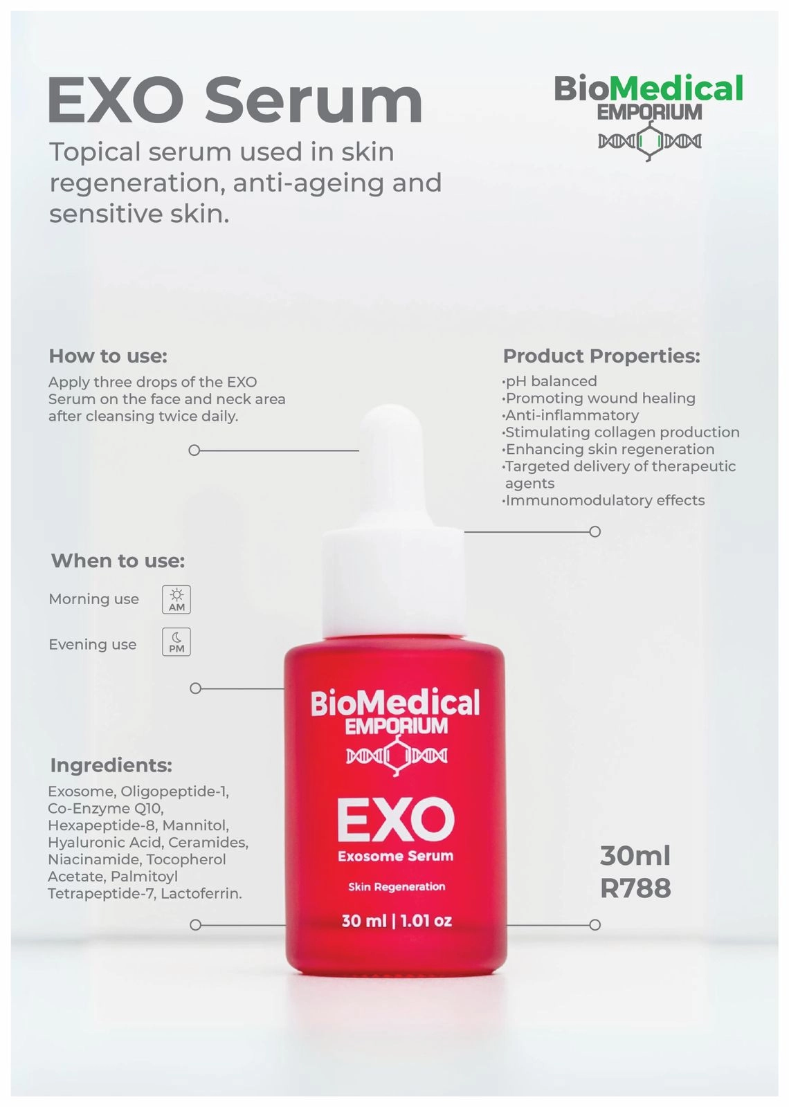 Biomedical EXO Serum | 30ml | Used In Skin Regeneration & Anti-Ageing - Image 2